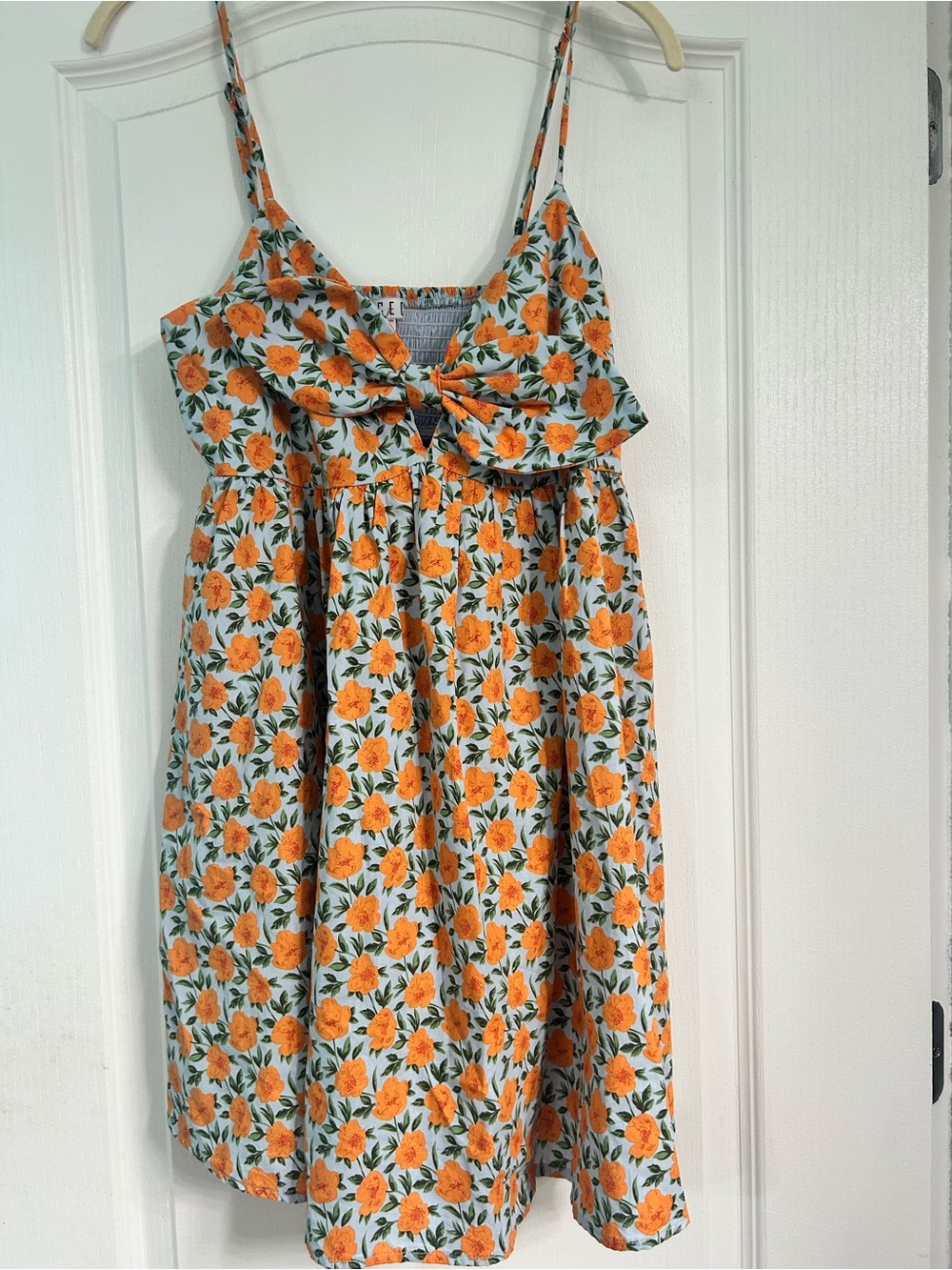 Girls Orange Floral Tie-Front Sundress